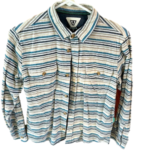 🌿Vissla boys striped flannel button down, size L🌿